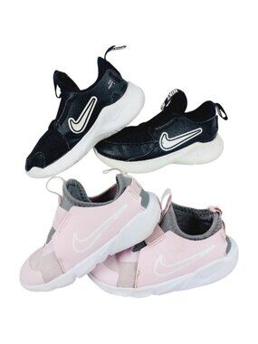Set Of 2 Nike Girl's Black Pink Flex Runner Low Top Athletic Sneaker Size 10C